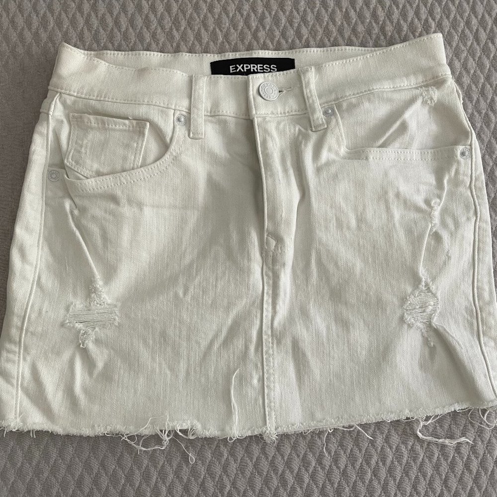 Express White Denim Skirt